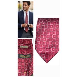 Donald J Trump Signature Collection Tie Red Plaid Men's Silk Luxury Necktie